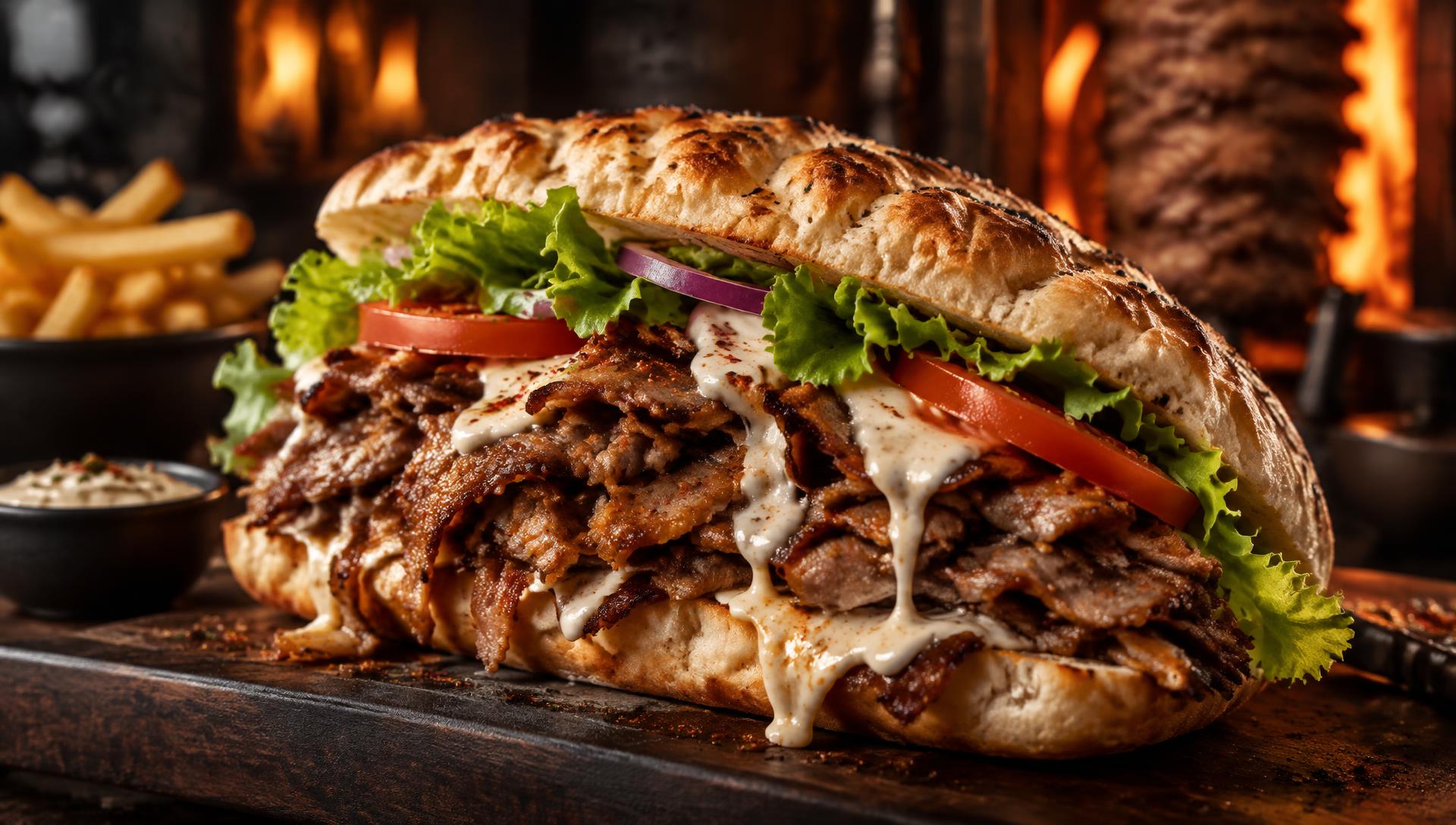 Sandwich kebab généreux préparé chez Tanina Food à Darnétal